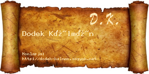 Dodek Kálmán névjegykártya